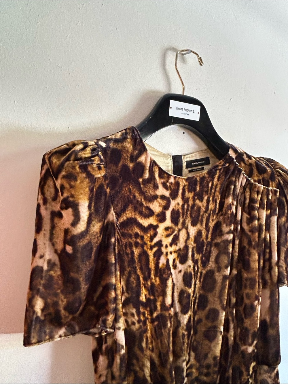 Isabel Marant Ulia Leopard Print Velvet Midi Dress Fauve Silk Size 42 US 8 10 - Picture 6 of 12